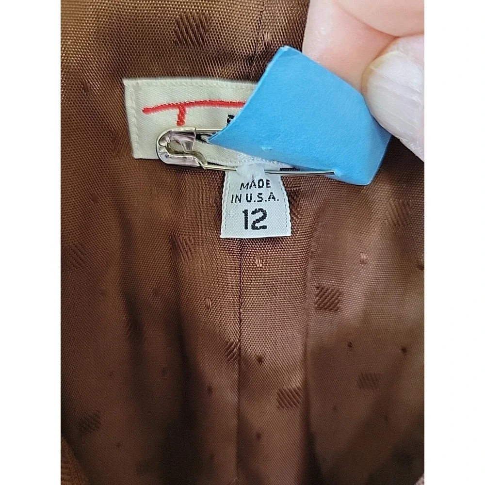 Vintage Talbots Brown Wool Skirt Suit Set Made in USA‎ Size 12 Double Breasted